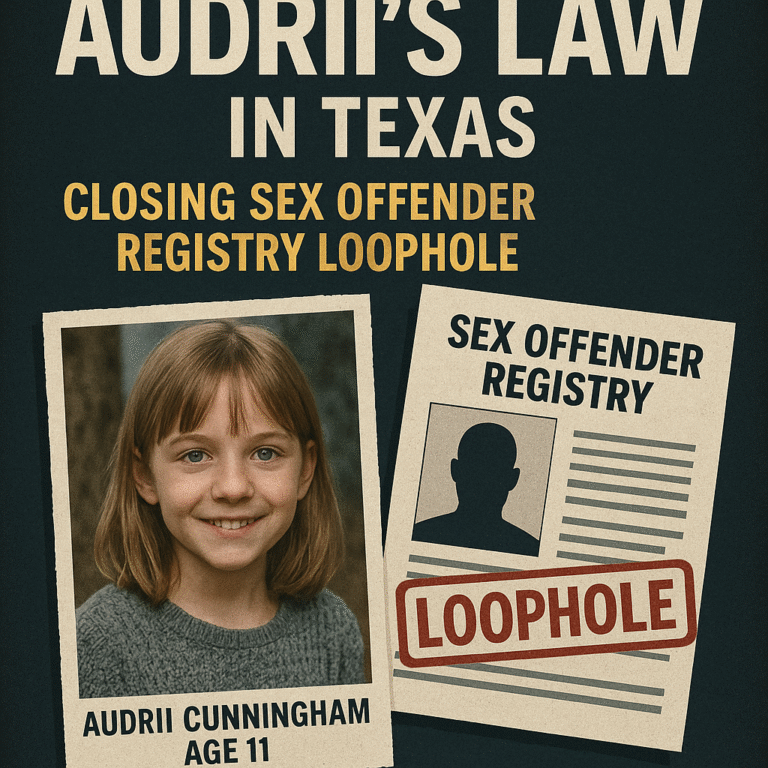 Texas Senate Advances ‘Audrii’s Law’ to Close Loophole in Sex Offender Registry